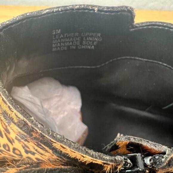 Gianni Bini Bootie Womens 8 Brown Torloni Calf Hair Leopard Stacked Heel Buckle - Picture 10 of 15